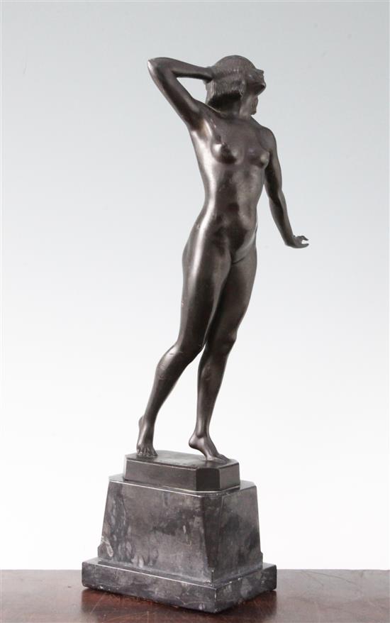 Otto Schmidt Hofer (1873-1925). A patinated bronze figure of a standing nude woman, 15.5in.